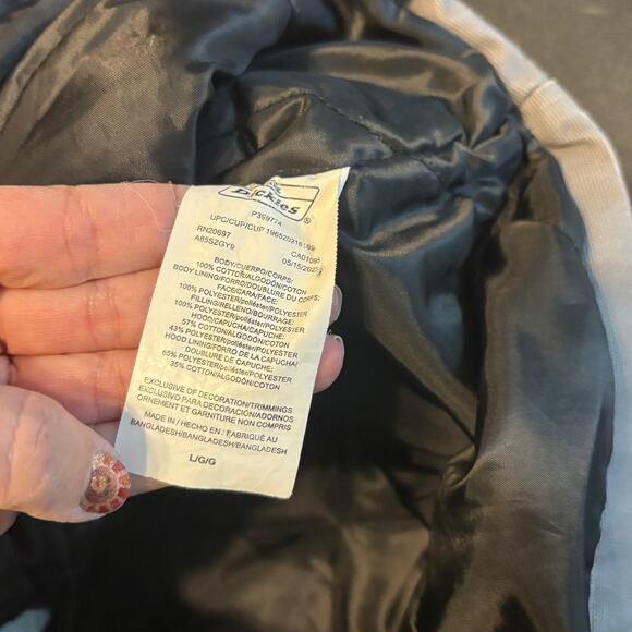 Dickies Hooded Canvas Jacket Men’s Large Gray Quilted Workwear Shacket - Picture 7 of 8